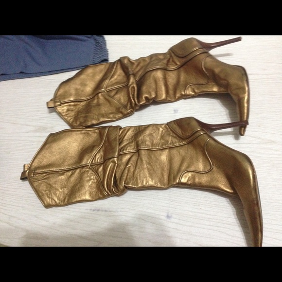 -ALDO leather metallic bronze cowboy boots - Picture 4 of 5
